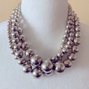Sterling Silver 3 Strand Bobble Necklace.